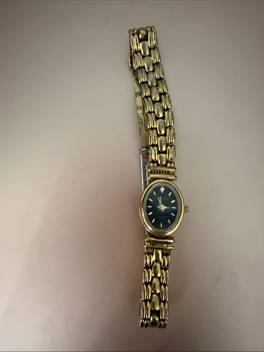Classic Gruen Gold-Tone Women's Bracelet Watch with Black Dial